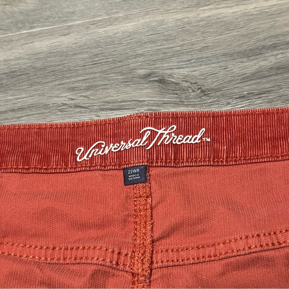 Universal Thread 22w Pants Rust Red Corduroy Skin… - image 2